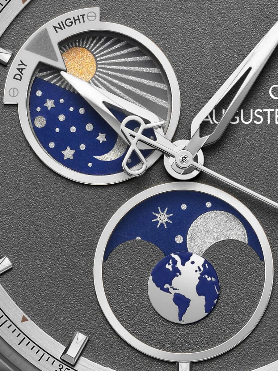 AUGUSTE REYMOND UNITY DAY AND NIGHT GREY GENTLEMAN’S DRESS BLACK LEATHER UAE