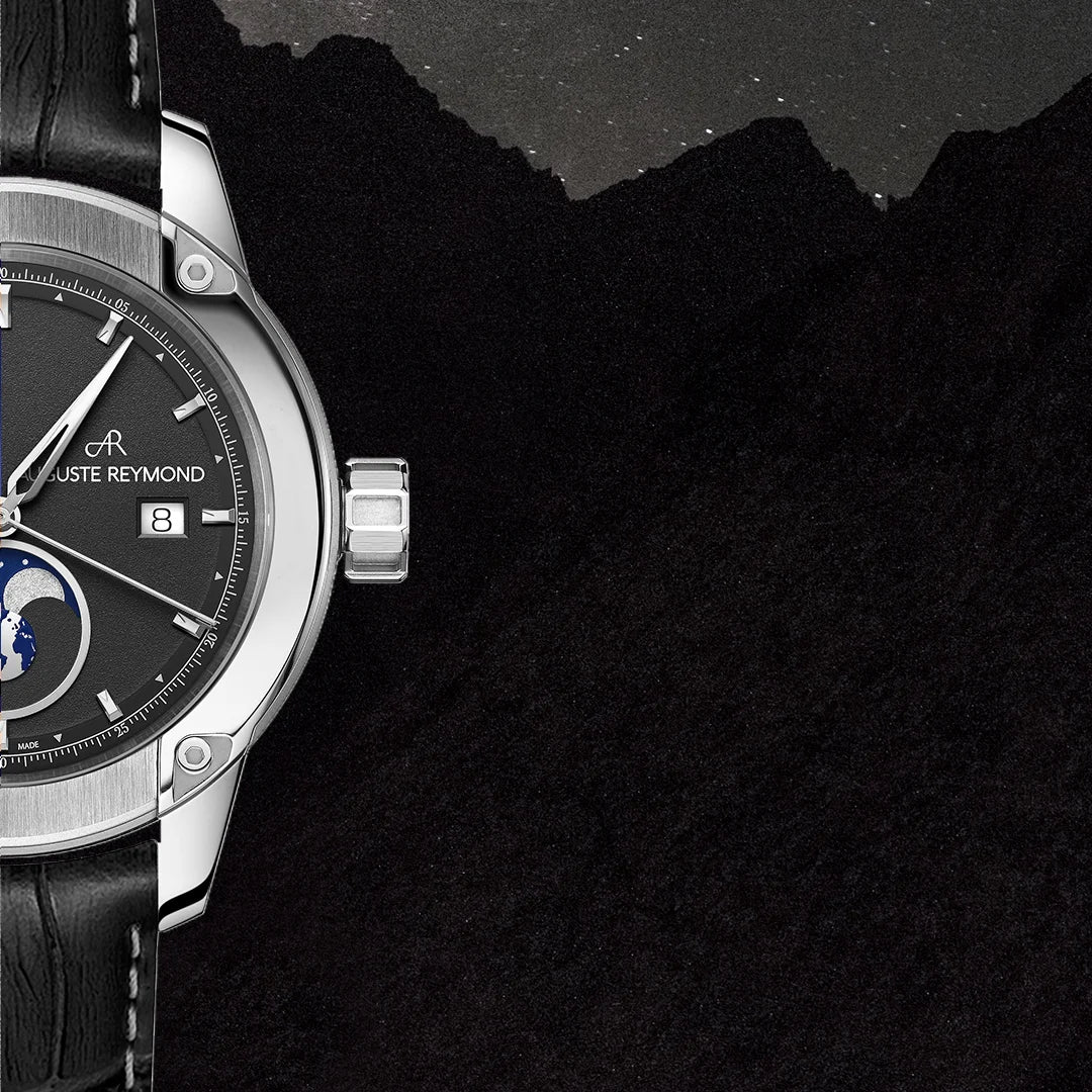 AUGUSTE REYMOND UNITY DAY AND NIGHT GREY GENTLEMAN’S DRESS BLACK LEATHER UAE