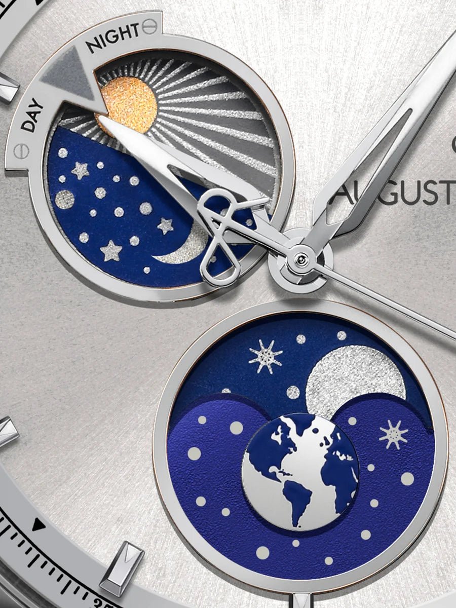 AUGUSTE REYMOND UNITY DAY AND NIGHT SUNBRUSHED SILVER GENTLEMAN’S DRESS BLUE LEATHER UAE