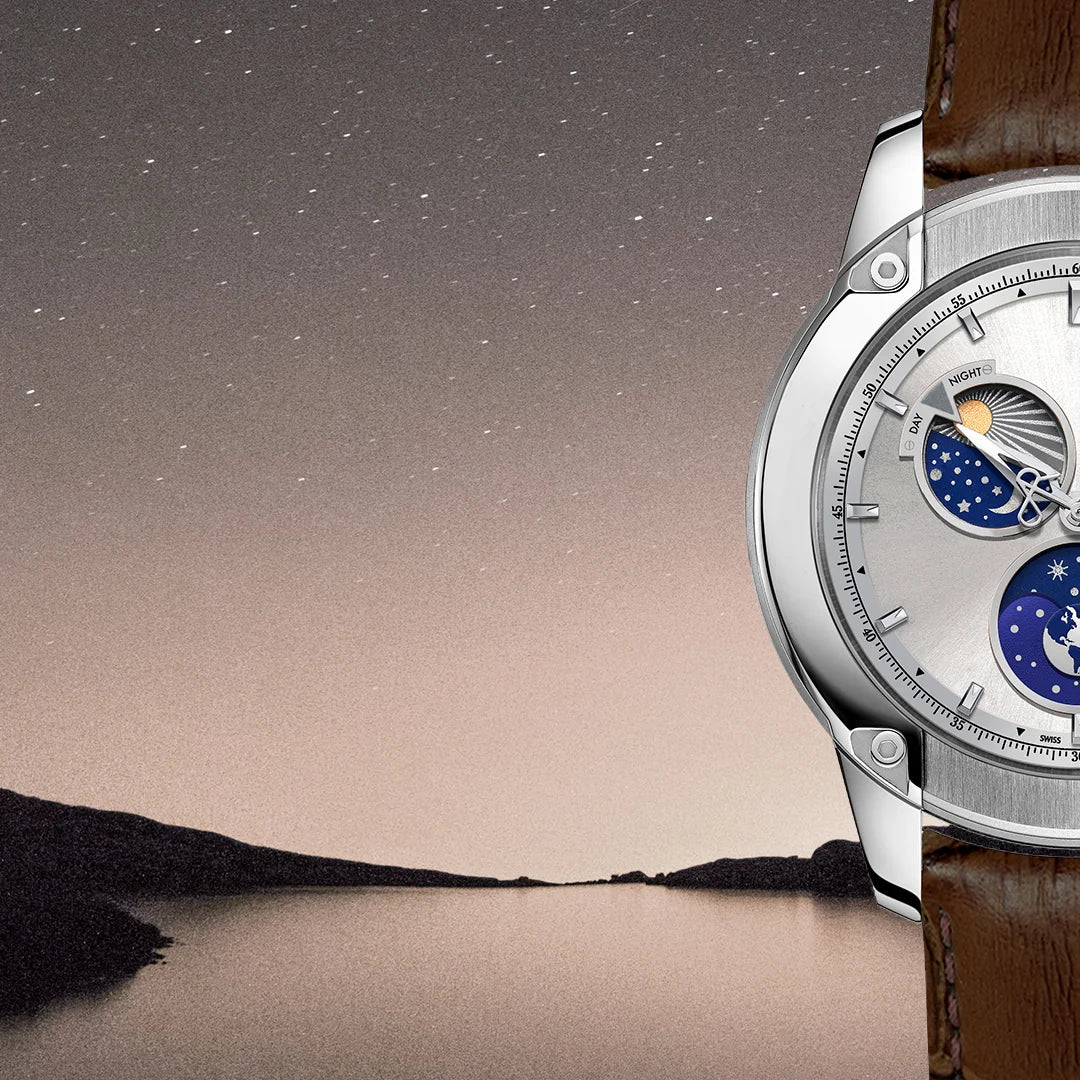 AUGUSTE REYMOND UNITY DAY AND NIGHT SUNBRUSHED SILVER GENTLEMAN’S DRESS BLUE LEATHER UAE