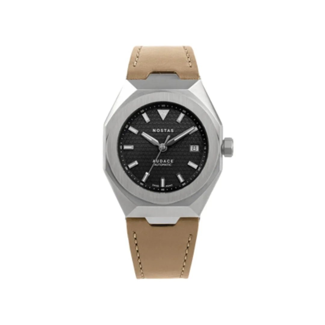 NOSTAS SPORTS AUDACE BLACK BEIGE LEATHER 39MM UAE