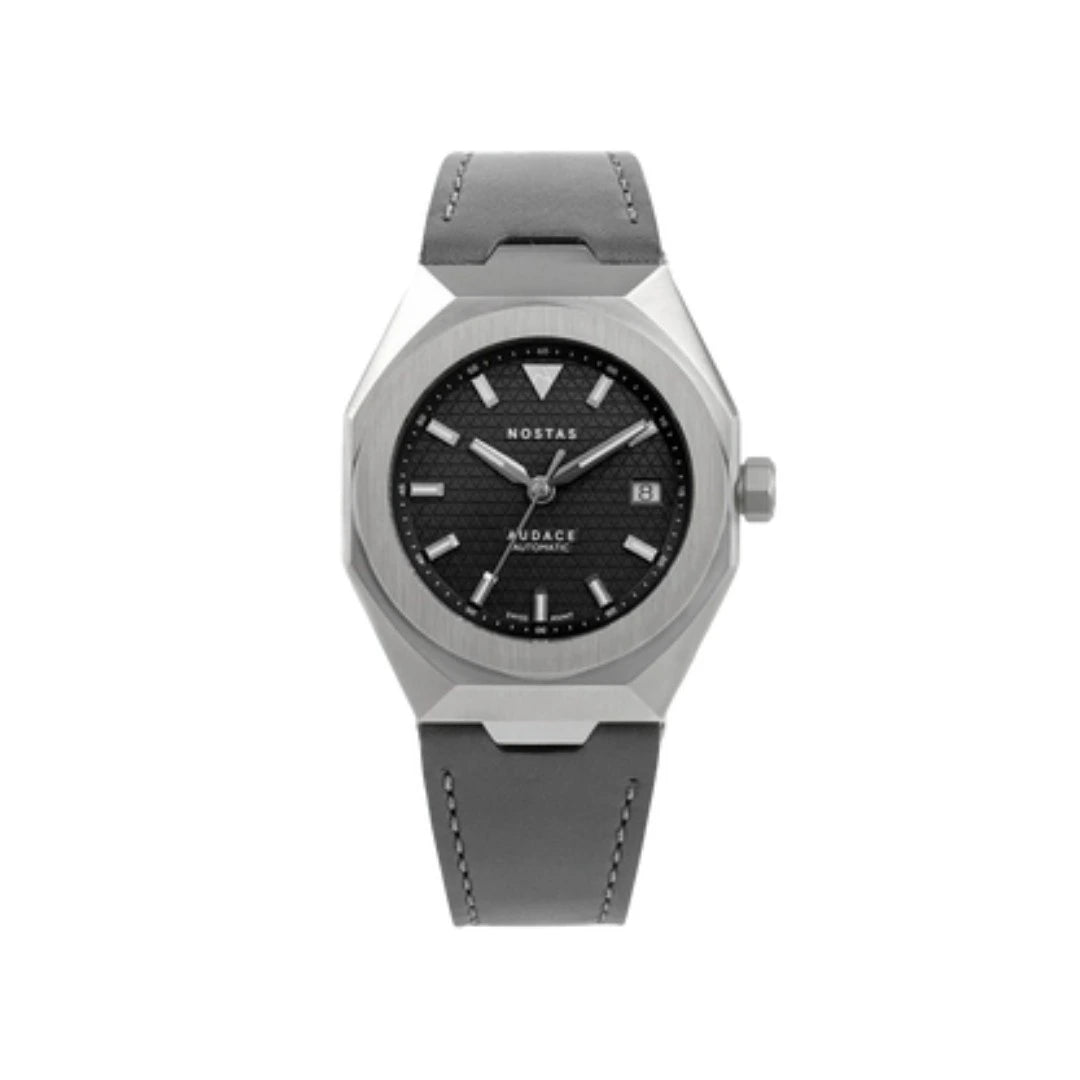 NOSTAS SPORTS AUDACE BLACK GREY LEATHER 39MM UAE