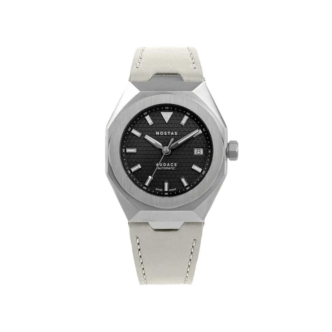 NOSTAS SPORTS AUDACE BLACK WHITE LEATHER 39MM UAE