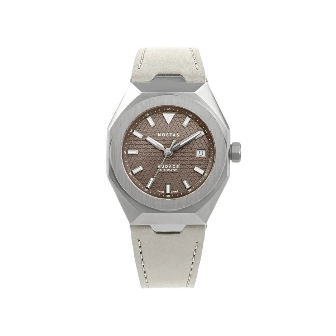 NOSTAS SPORTS AUDACE BROWN WHITE LEATHER 39MM UAE