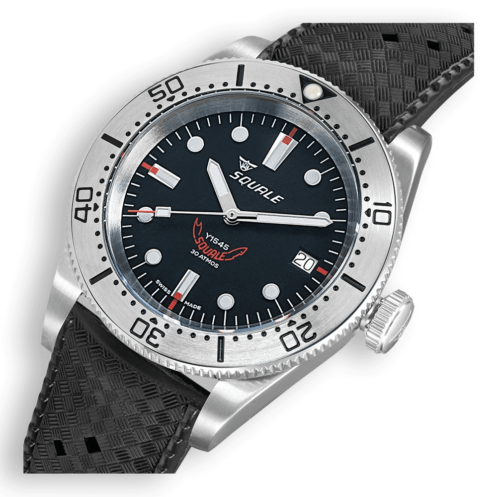 SQUALE 1545 STEEL BLACK RUBBER DATE UAE