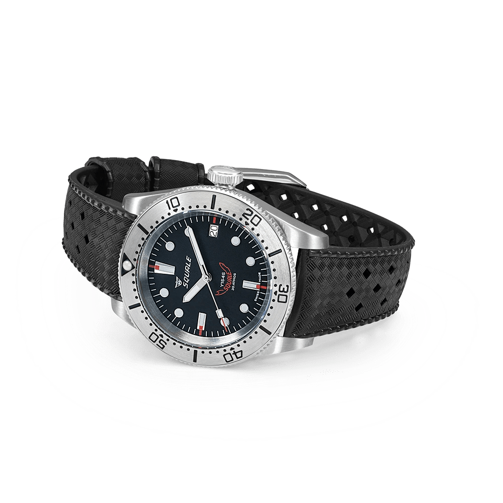 SQUALE 1545 STEEL BLACK RUBBER DATE UAE