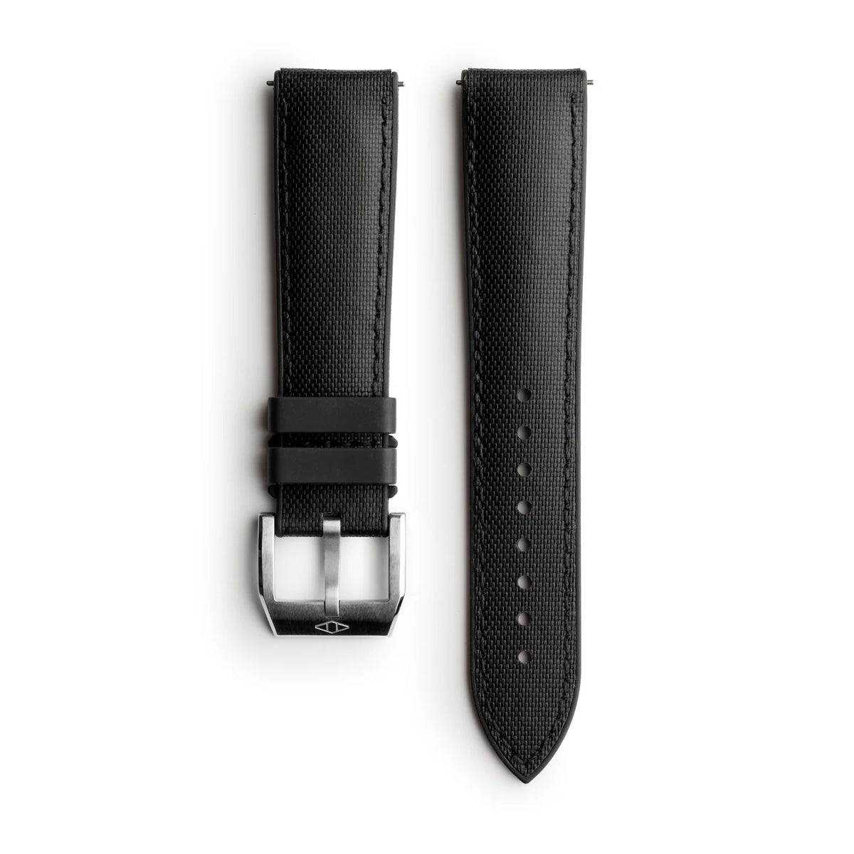 ARTEM HYDROFLEX BLACK HYBRID FKM WATCH STRAP WITH BLACK STITCHING