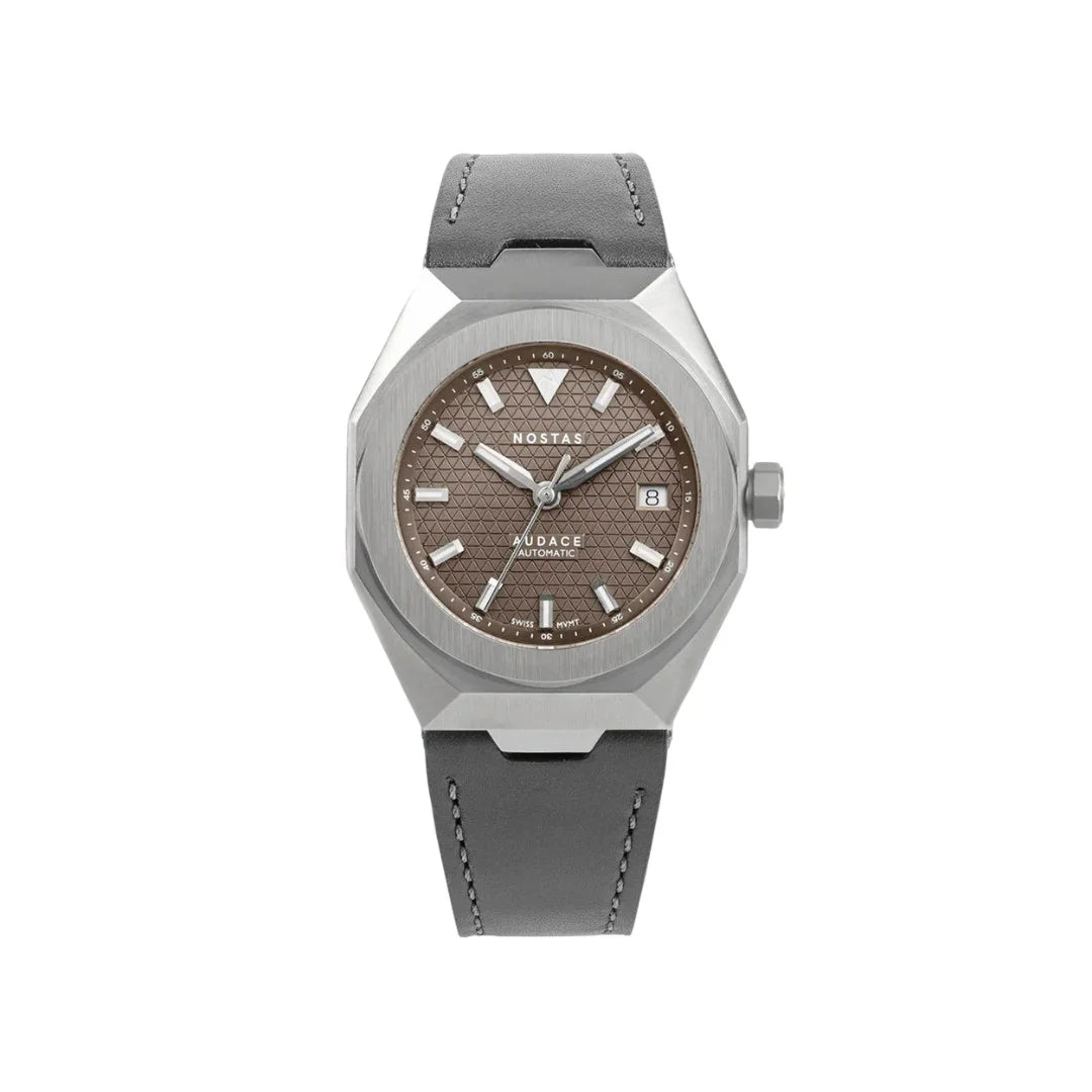 NOSTAS SPORTS AUDACE BROWN GREY LEATHER 39MM