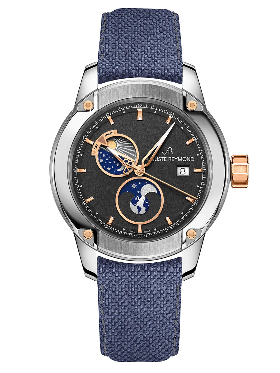 AUGUSTE REYMOND UNITY DAY AND NIGHT BLACK AND GOLD GENTLEMAN’S DRESS BLUE SEAQUAL®