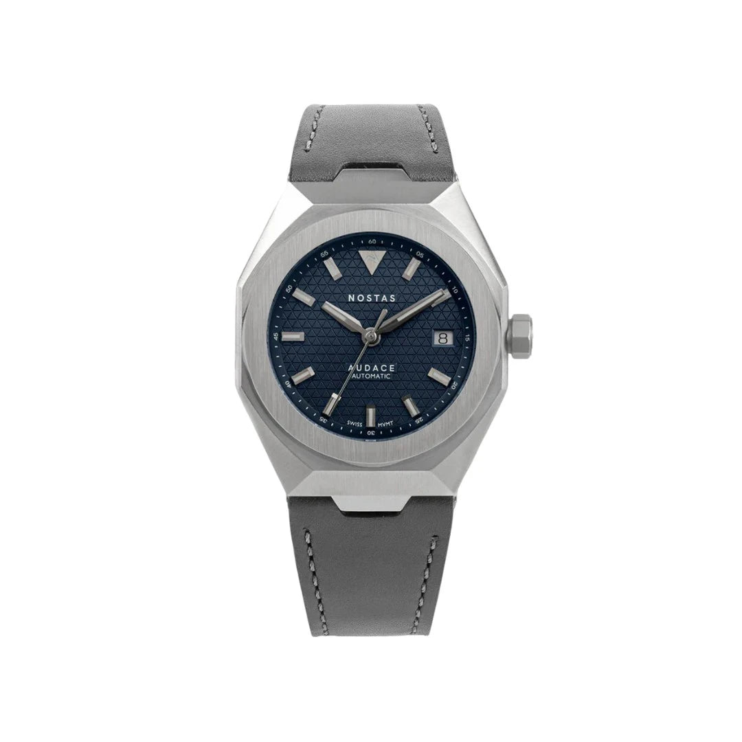 NOSTAS SPORTS AUDACE BLUE GREY LEATHER 39MM
