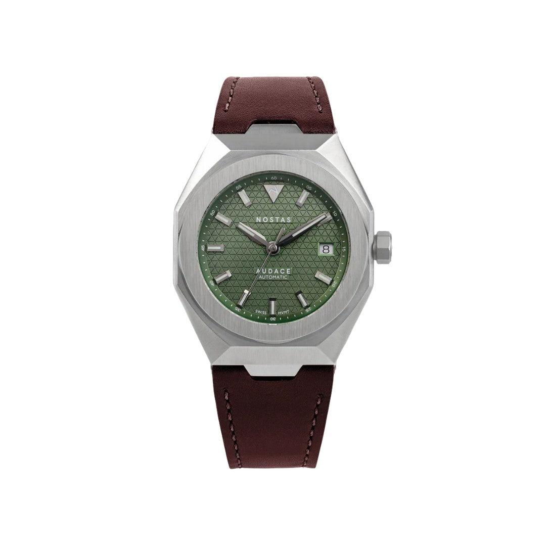 NOSTAS SPORTS AUDACE GREEN RED BROWN LEATHER 39MM