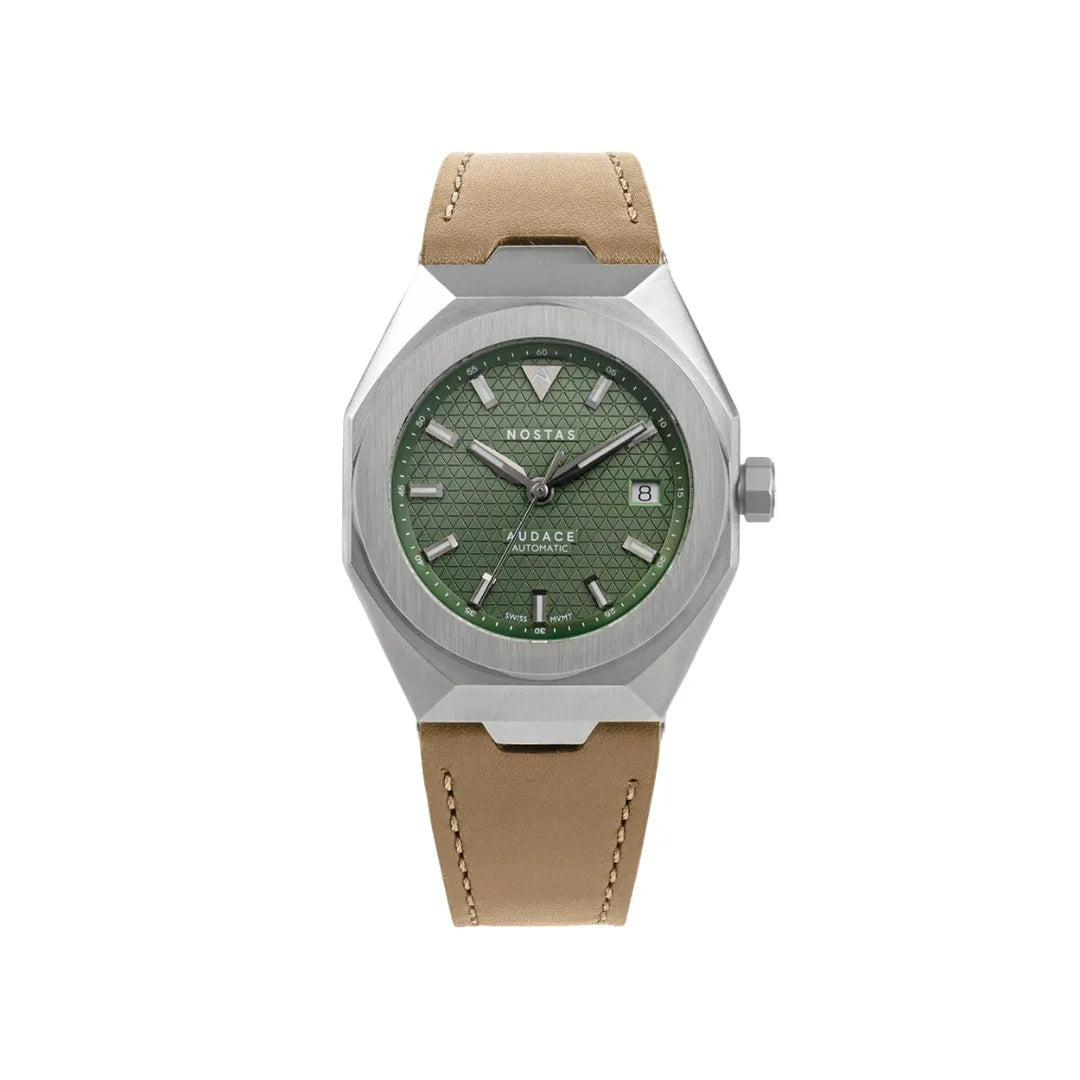 NOSTAS SPORTS AUDACE GREEN BEIGE LEATHER 39MM