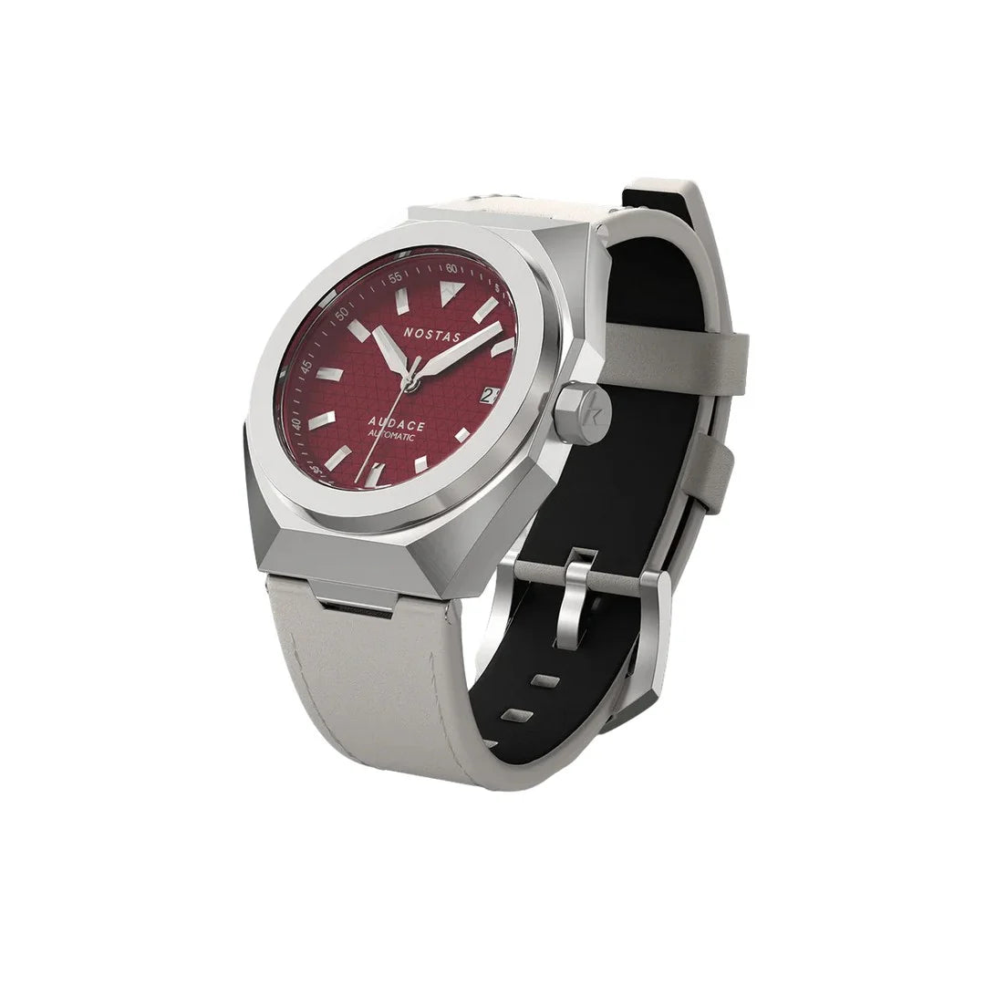 NOSTAS SPORTS AUDACE RED WHITE LEATHER 39MM