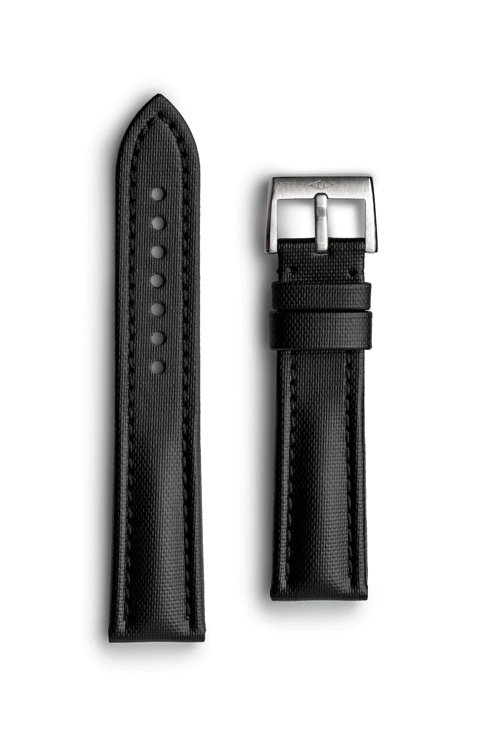 ARTEM CLASSIC BLACK SAILCLOTH WATCH STRAP WITH BLACK STITCHING