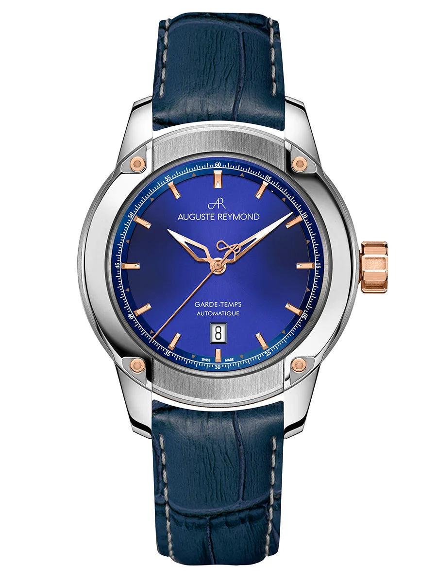 AUGUSTE REYMOND UNITY SUNBRUSHED BLUE AND GOLD GENTLEMAN’S DRESS BLUE LEATHER