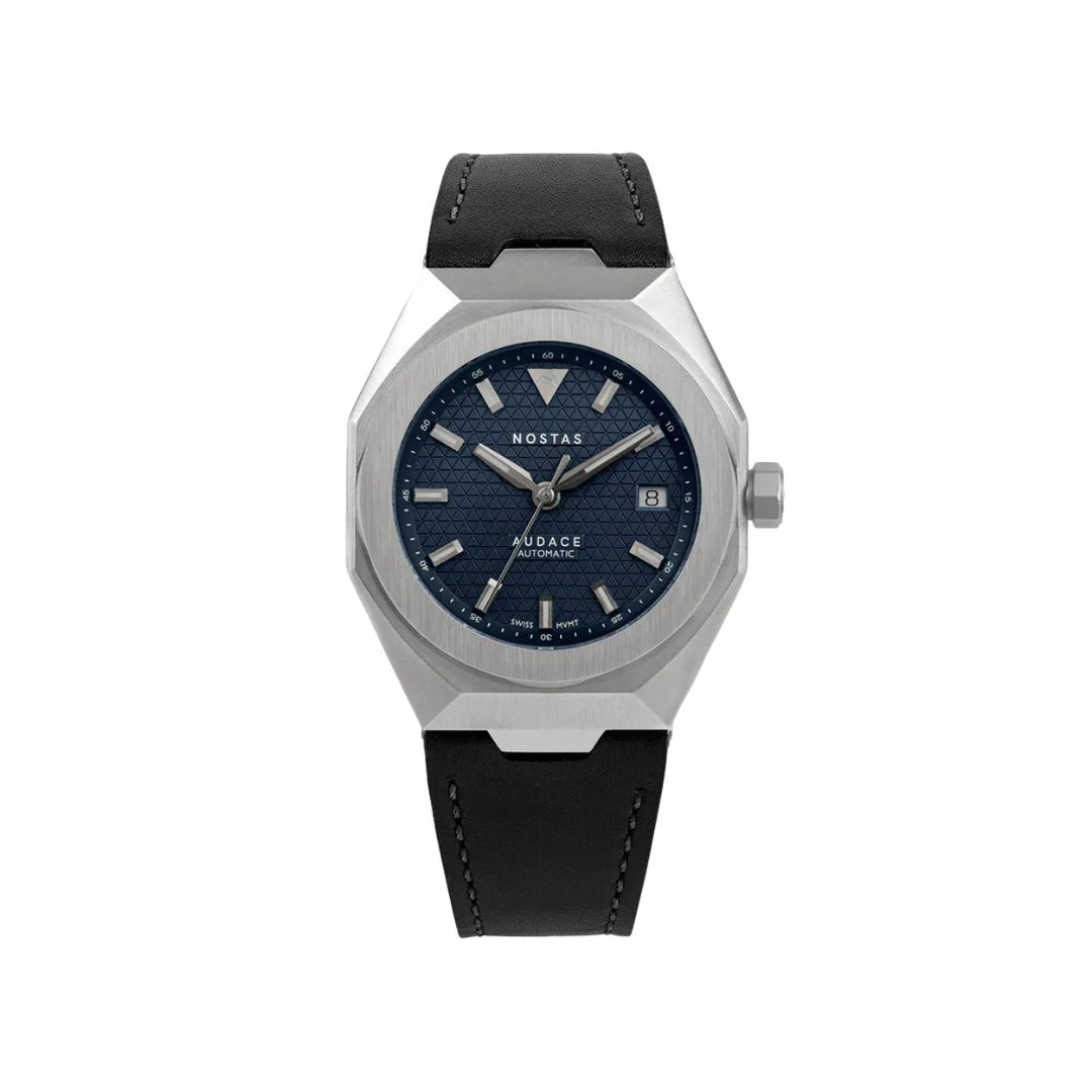 NOSTAS SPORTS AUDACE BLUE BLACK LEATHER 39MM