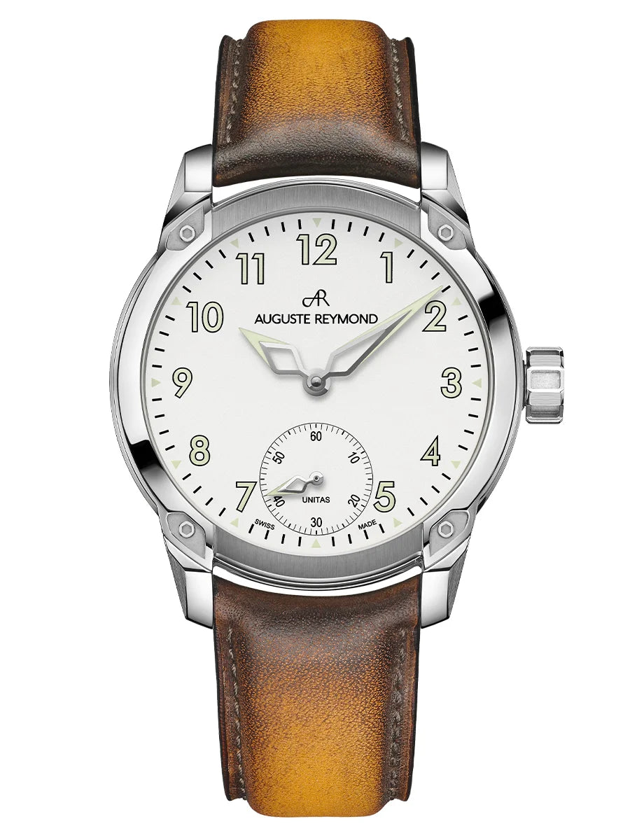 AUGUSTE REYMOND ORIGIN UNITAS WHITE GENTLEMAN’S DRESS BROWN LEATHER