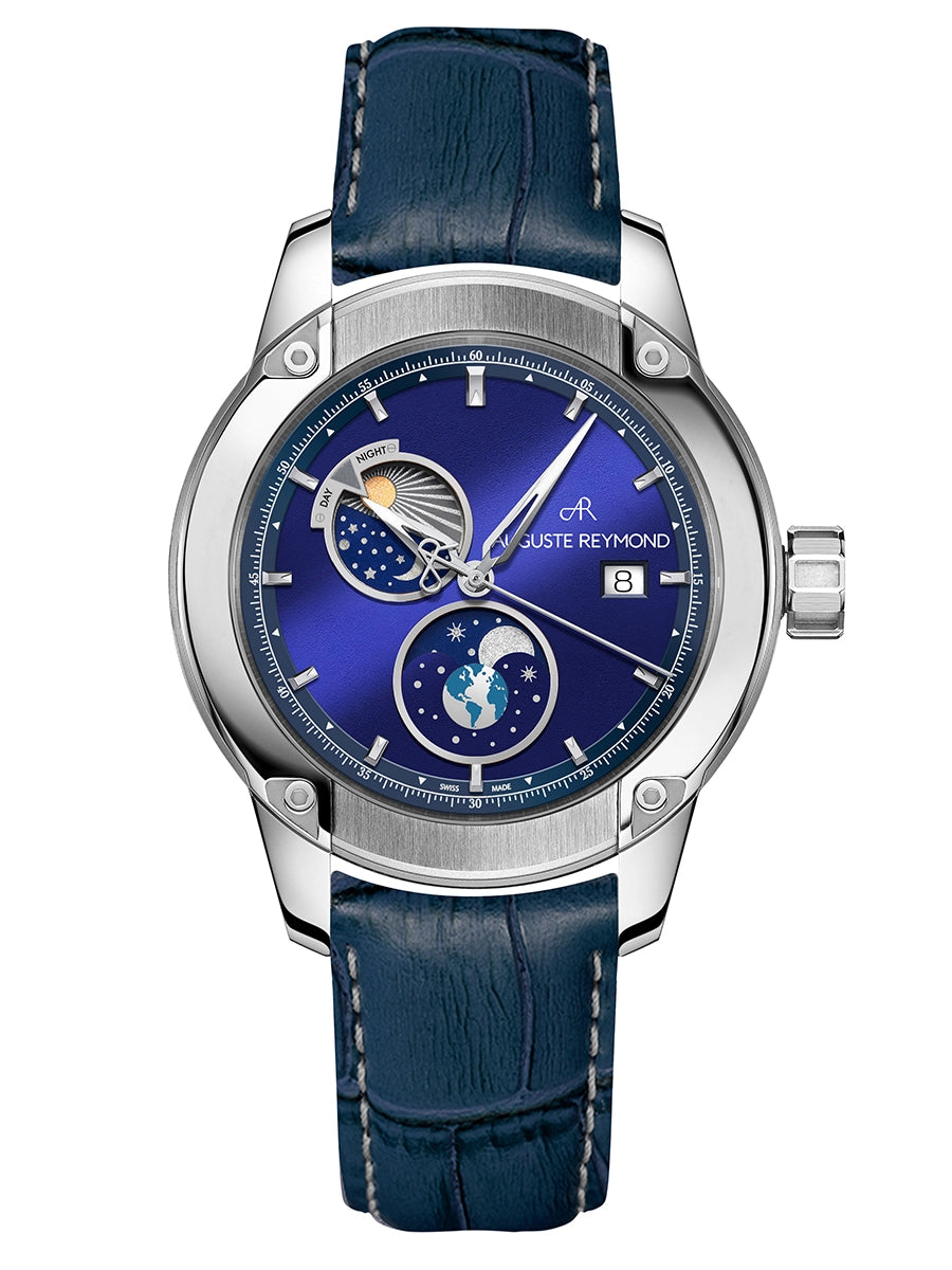 AUGUSTE REYMOND UNITY DAY AND NIGHT SUNBRUSHED BLUE GENTLEMAN’S DRESS BLUE LEATHER