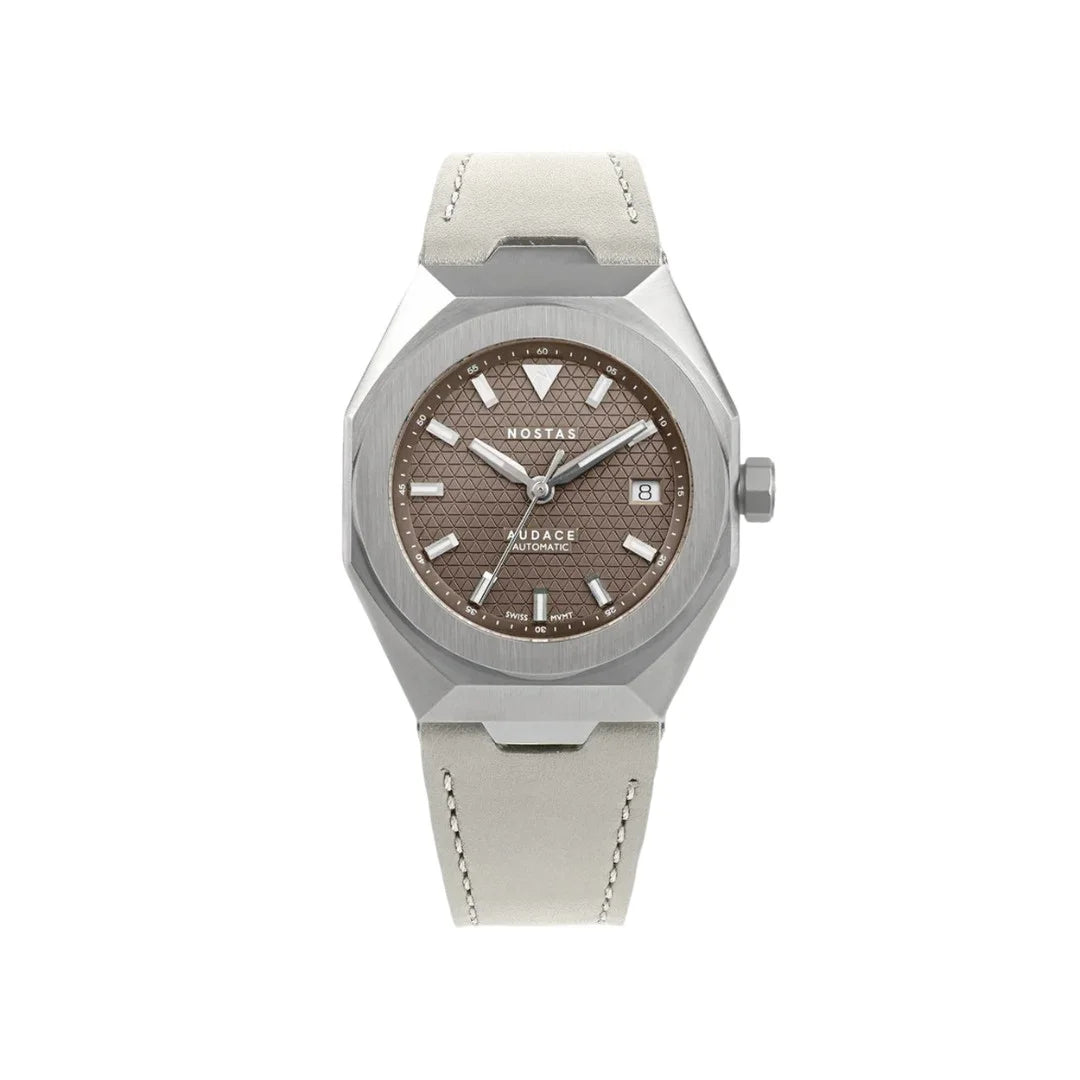 NOSTAS SPORTS AUDACE BROWN WHITE LEATHER 39MM
