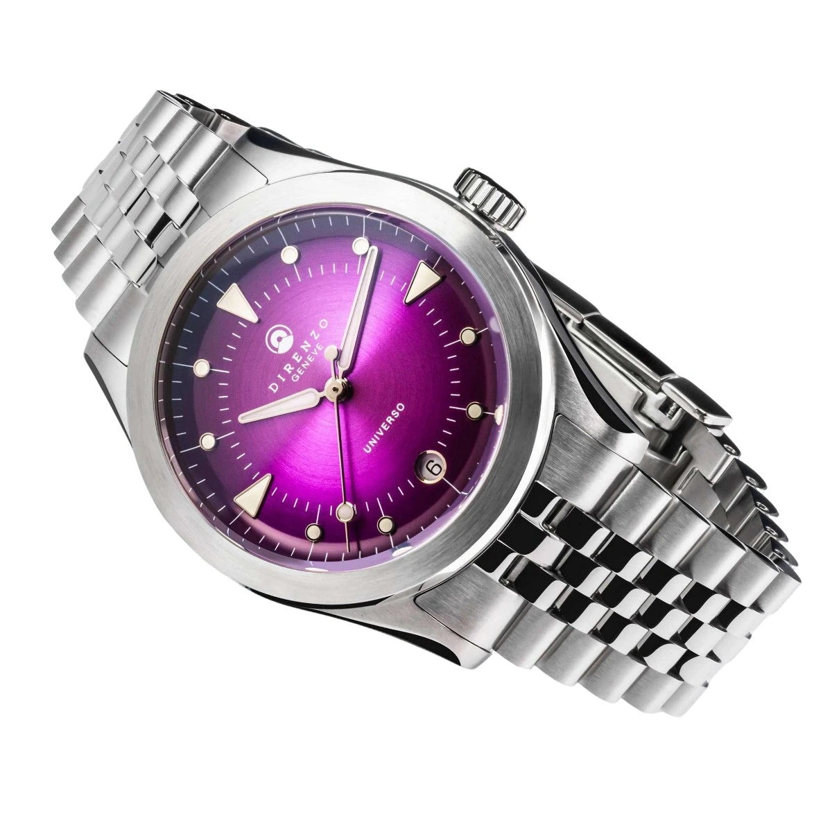 DIRENZO DRZ 07 RETRO DRESS PURPLE BRACELET 37MM WITH DATE