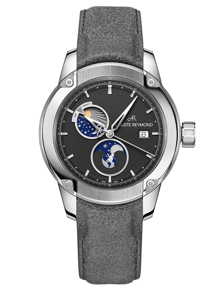 AUGUSTE REYMOND UNITY DAY AND NIGHT BLACK GENTLEMAN’S DRESS GREY LEATHER