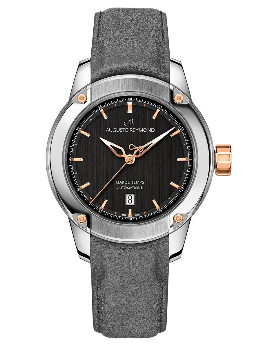 AUGUSTE REYMOND UNITY BLACK AND GOLD GENTLEMAN’S DRESS GREY LEATHER