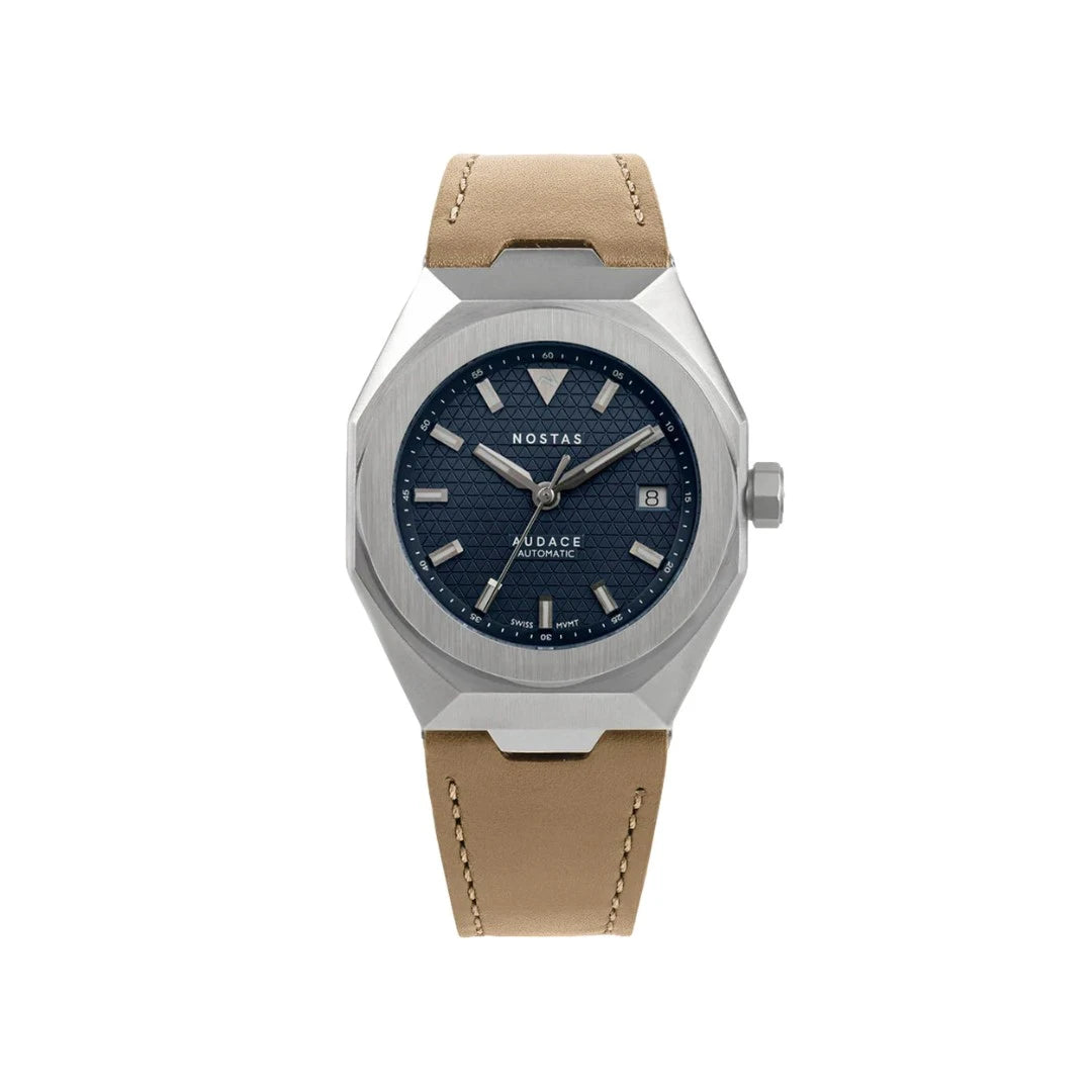 NOSTAS SPORTS AUDACE BLUE BEIGE LEATHER 39MM
