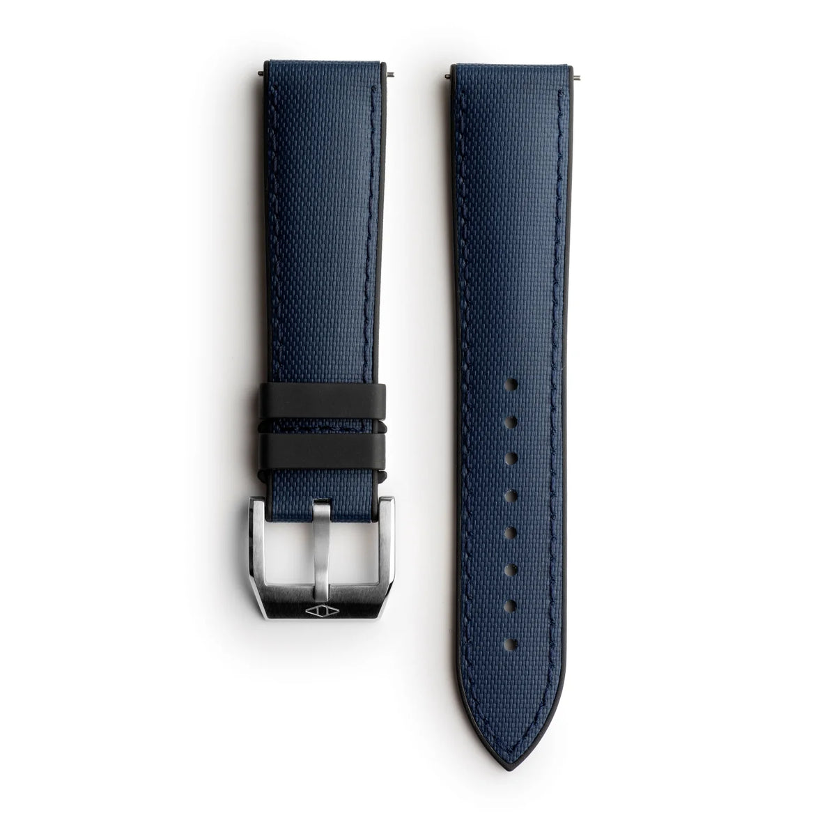 ARTEM HYDROFLEX NAVY BLUE HYBRID FKM WATCH STRAP WITH BLUE STITCHING