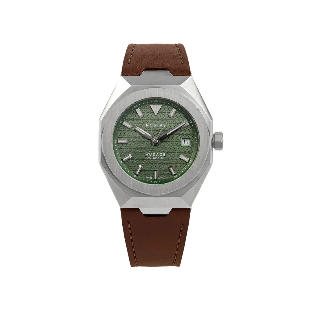 NOSTAS SPORTS AUDACE GREEN BROWN LEATHER 39MM