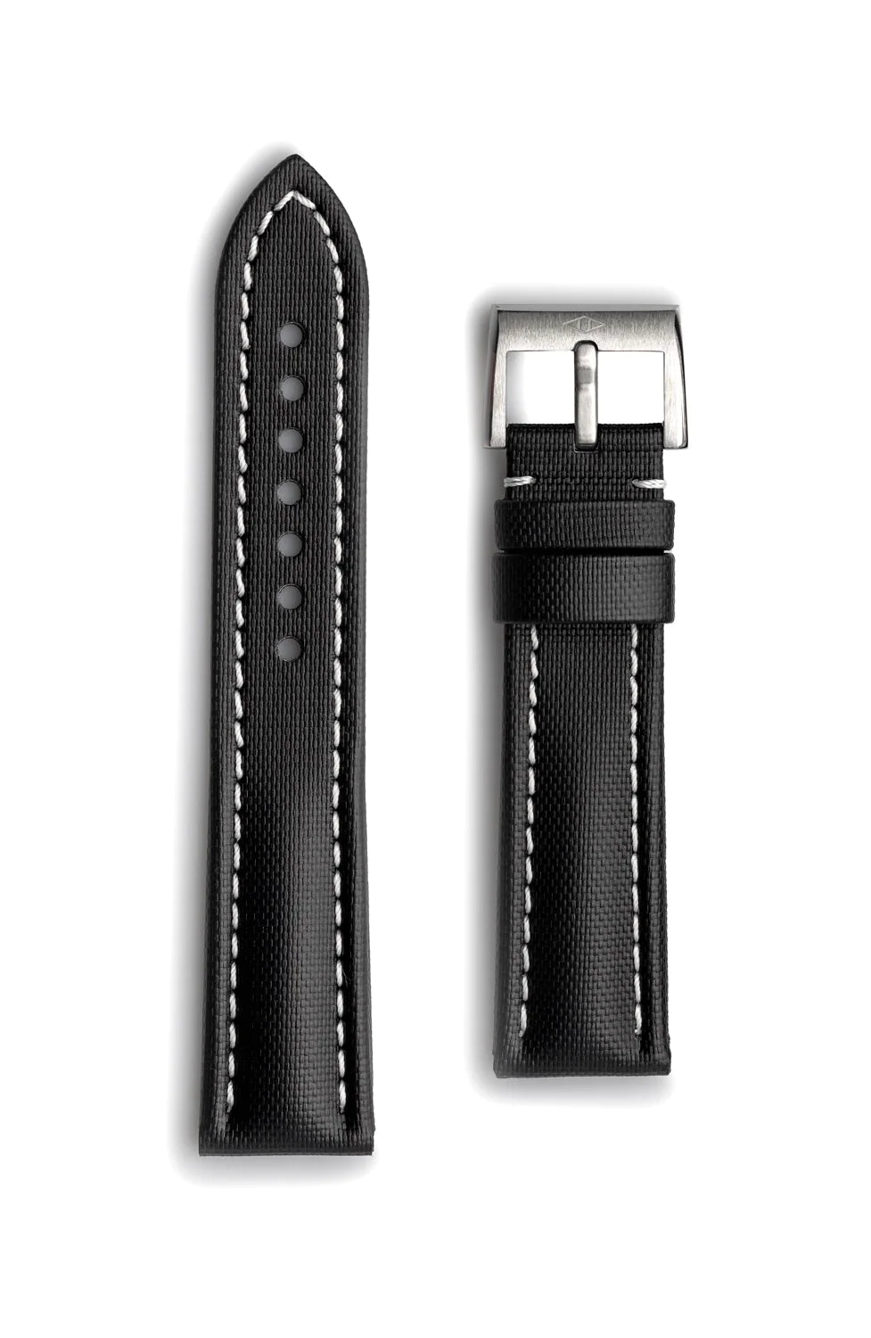 ARTEM CLASSIC BLACK SAILCLOTH WATCH STRAP WITH WHITE STITCHING