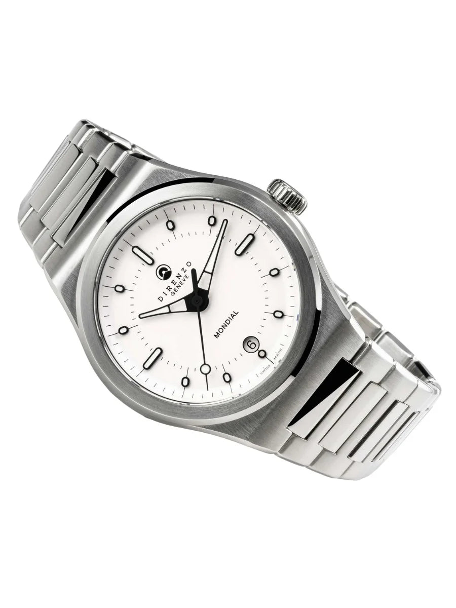 DIRENZO DRZ 04R MONDIAL RETRO DRESS WHITE BRACELET 38MM WITH DATE