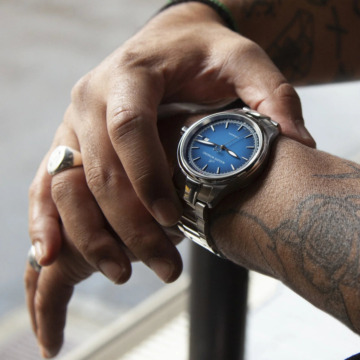 AUGUSTE REYMOND HERITAGE 1898 BLUE GENTLEMAN’S DRESS LEATHER - WATCHH