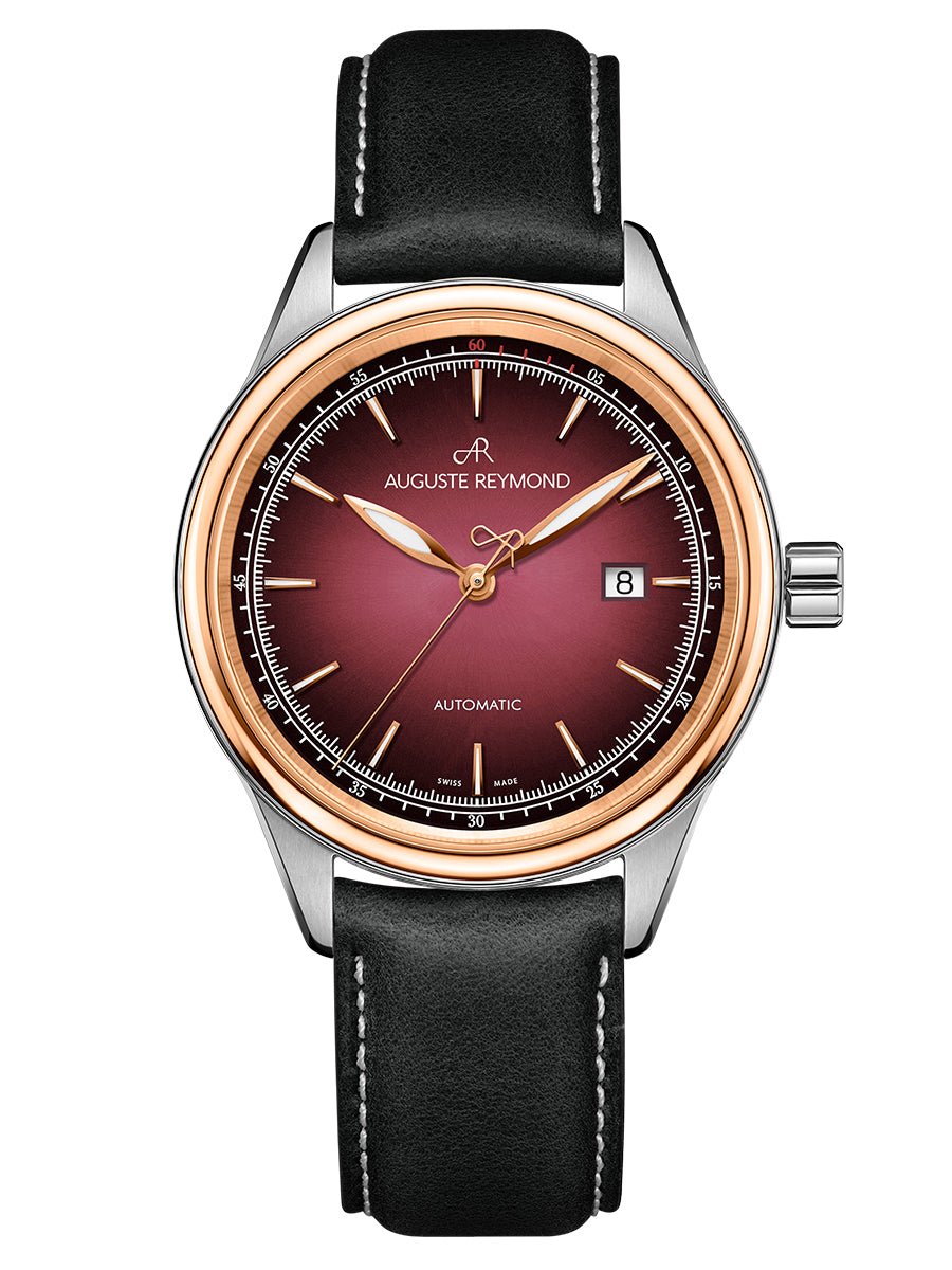 AUGUSTE REYMOND HERITAGE 1898 BURGUNDY AND GOLD GENTLEMAN’S DRESS LEATHER - WATCHH