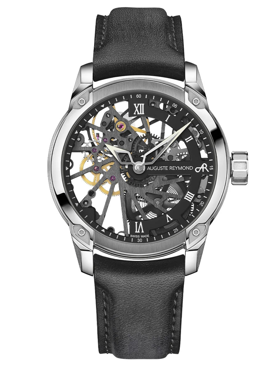 AUGUSTE REYMOND ORIGIN UNITAS SKELETON GENTLEMAN’S DRESS DARK GREY LEATHER - WATCHH
