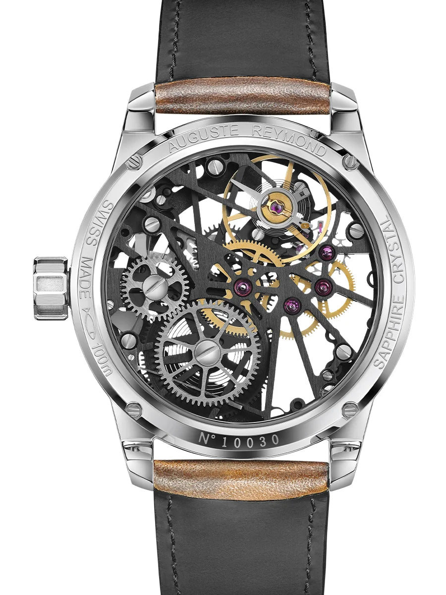 AUGUSTE REYMOND ORIGIN UNITAS SKELETON GENTLEMAN’S DRESS DARK GREY LEATHER UAE