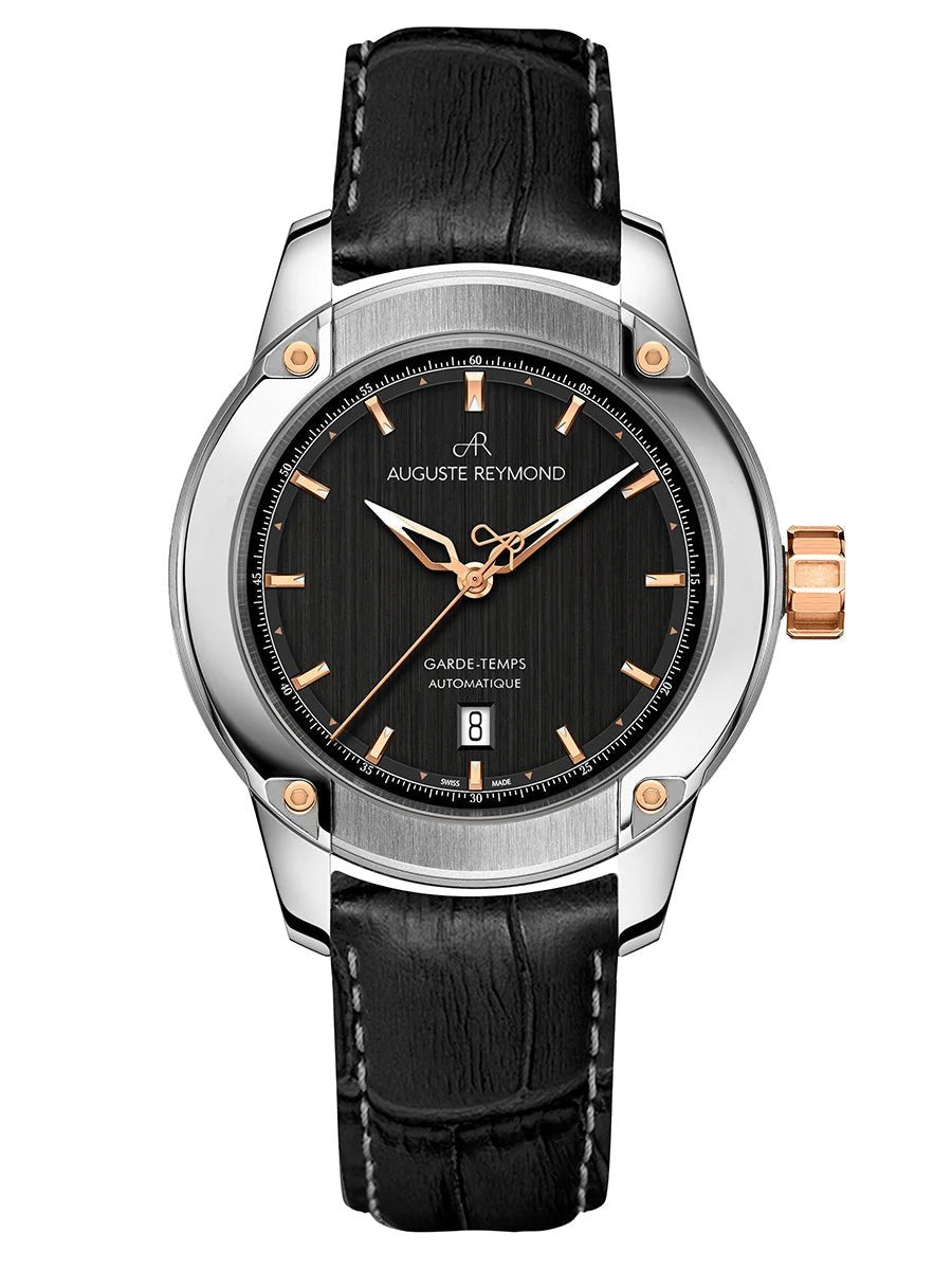 AUGUSTE REYMOND UNITY BLACK AND GOLD GENTLEMAN’S DRESS BLACK LEATHER - WATCHH