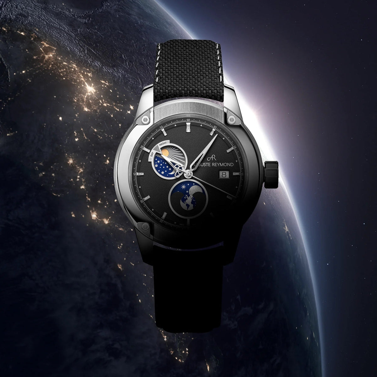 AUGUSTE REYMOND UNITY DAY AND NIGHT GREY GENTLEMAN’S DRESS BLACK LEATHER - WATCHH