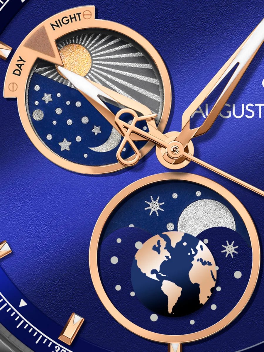 AUGUSTE REYMOND UNITY DAY AND NIGHT SUNBRUSHED BLUE AND GOLD GENTLEMAN’S DRESS BLUE SEAQUAL® - WATCHH