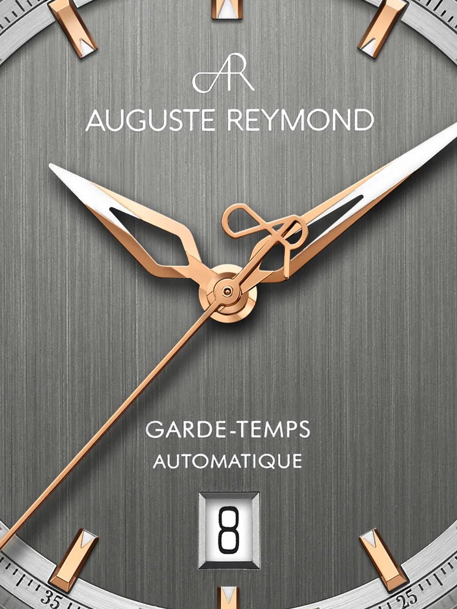 AUGUSTE REYMOND UNITY GREY AND GOLD GENTLEMAN’S DRESS BROWN LEATHER - WATCHH