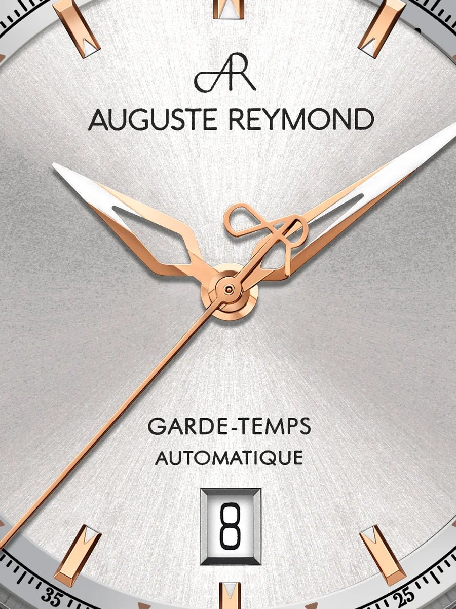AUGUSTE REYMOND UNITY SUNBRUSHED SILVER AND GOLD GENTLEMAN’S DRESS BLUE LEATHER - WATCHH