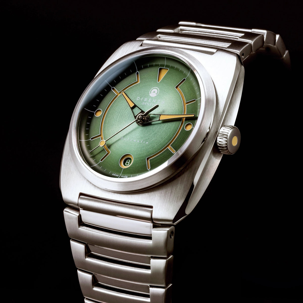 DIRENZO DRZ 02R AEROLITE DRESS GREEN BRACELET 39MM DATE watch
