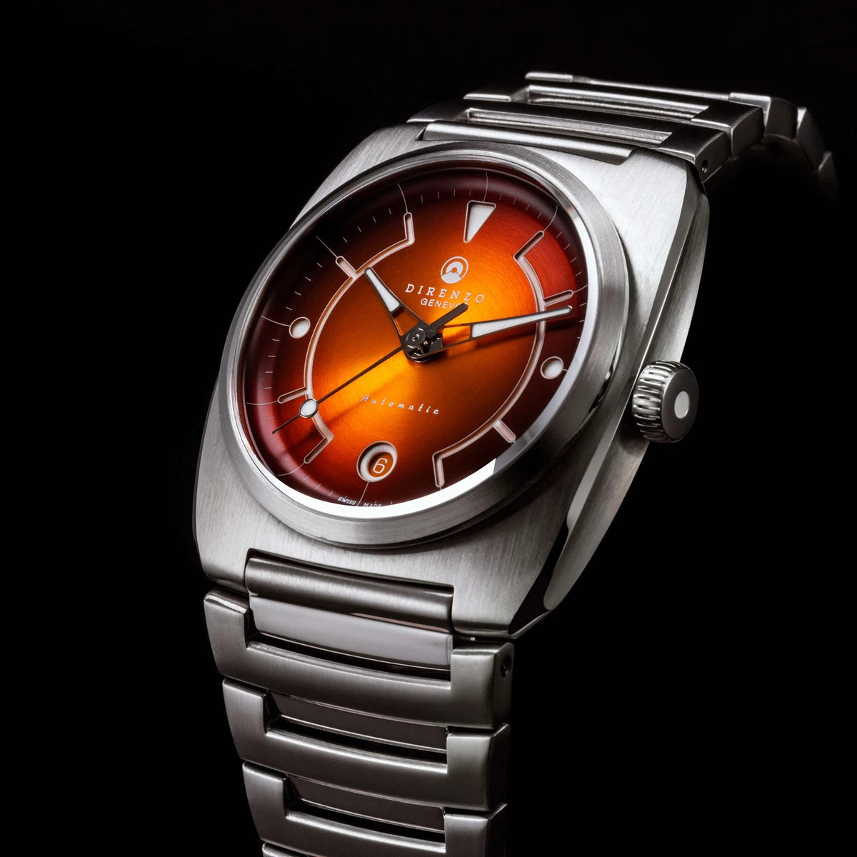 DIRENZO DRZ 02R AEROLITE DRESS ORANGE BRACELET 39MM DATE watch