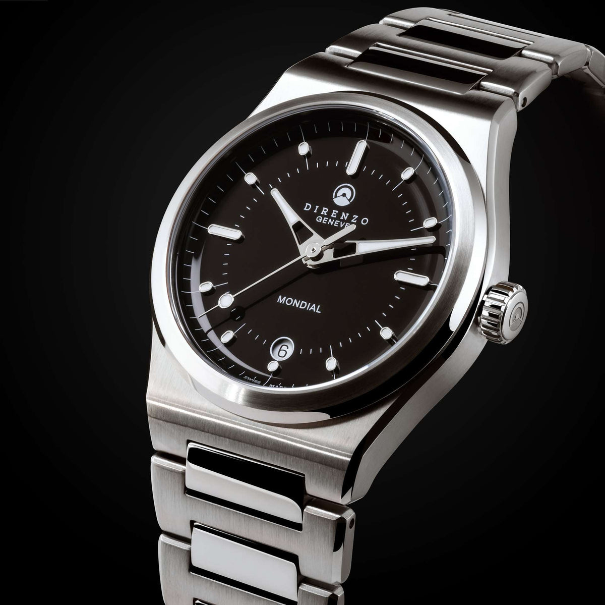 DIRENZO DRZ 04R MONDIAL RETRO DRESS BLACK BRACELET 38MM WITH DATE