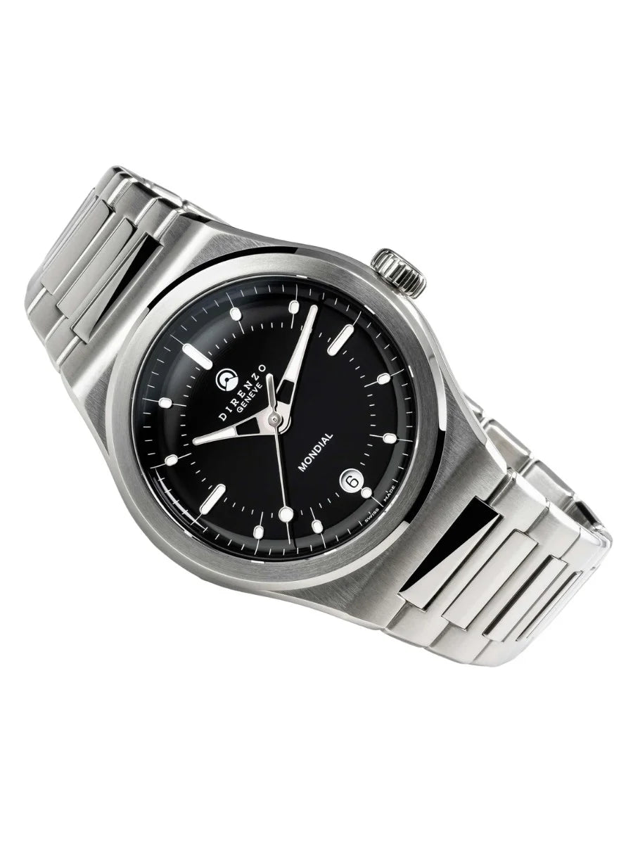 DIRENZO DRZ 04R MONDIAL RETRO DRESS BLACK BRACELET 38MM WITH DATE