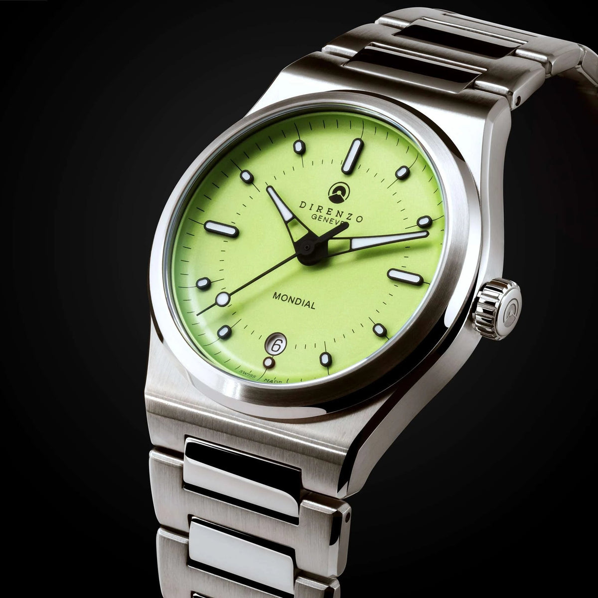 DIRENZO DRZ 04R MONDIAL RETRO DRESS GREEN BRACELET 38MM