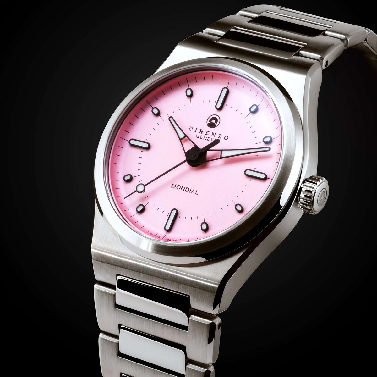 DIRENZO DRZ 04R MONDIAL RETRO DRESS PINK BRACELET 38MM