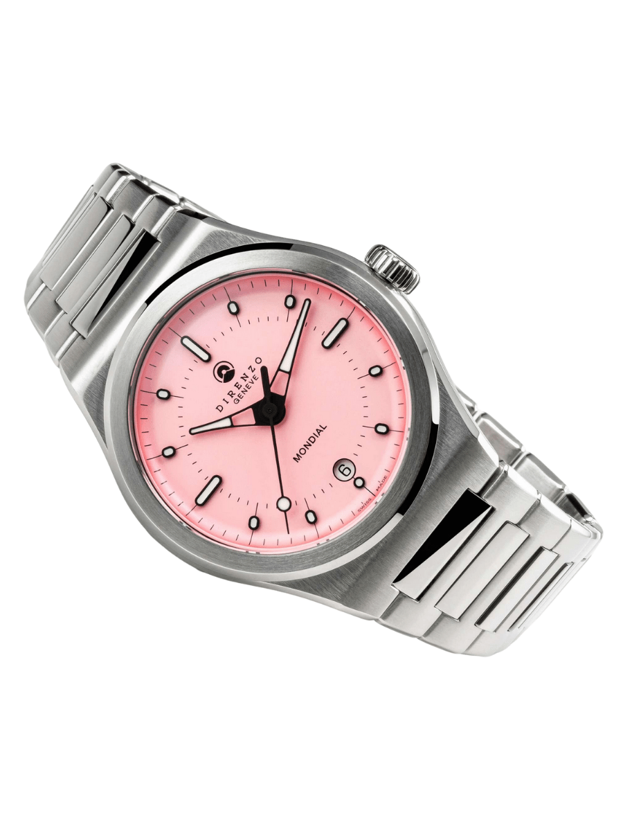 DIRENZO DRZ 04R MONDIAL RETRO DRESS PINK BRACELET 38MM WITH DATE