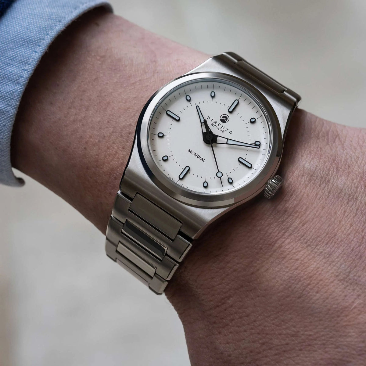 DIRENZO DRZ 04R MONDIAL RETRO DRESS WHITE BRACELET 38MM