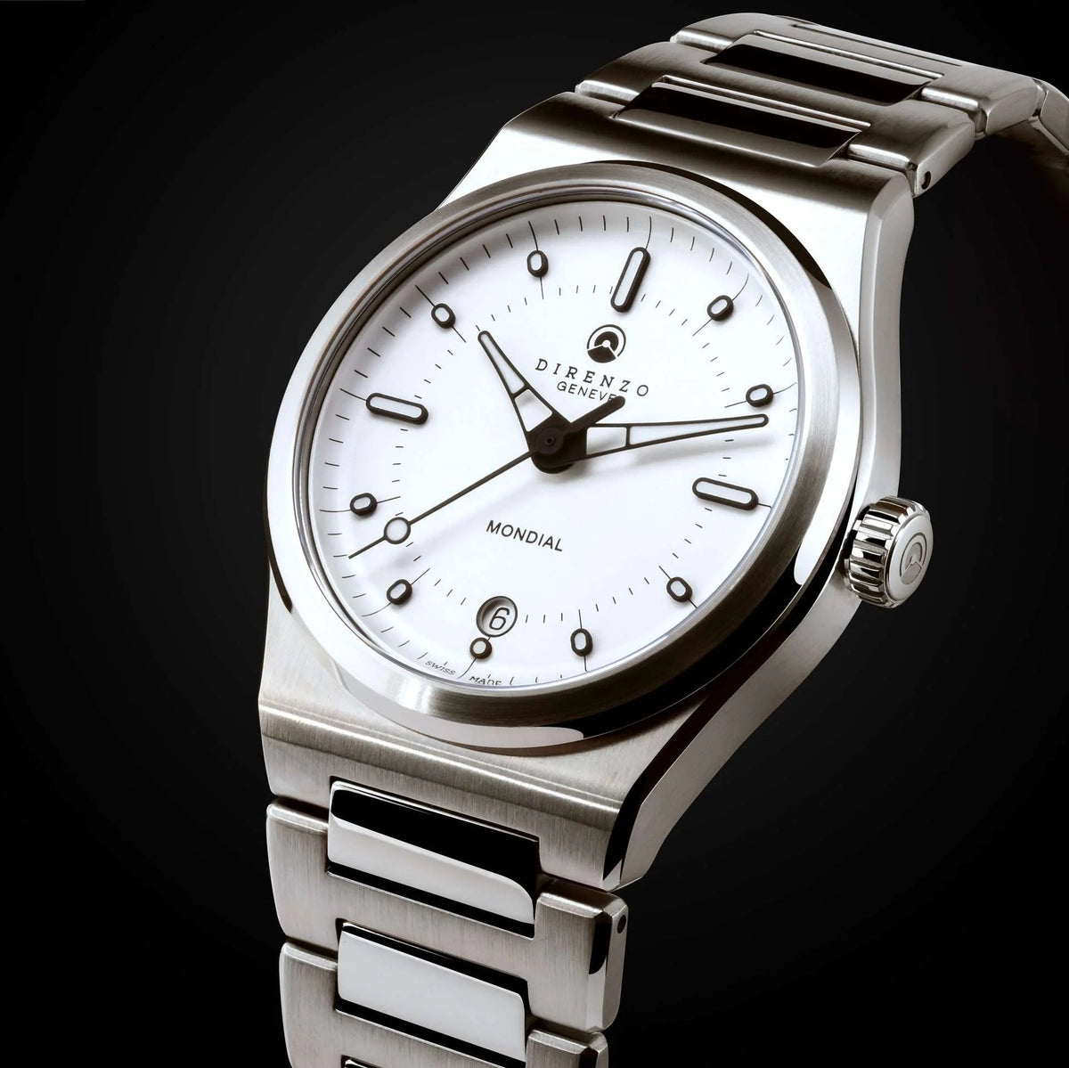 DIRENZO DRZ 04R MONDIAL RETRO DRESS WHITE BRACELET 38MM WITH DATE