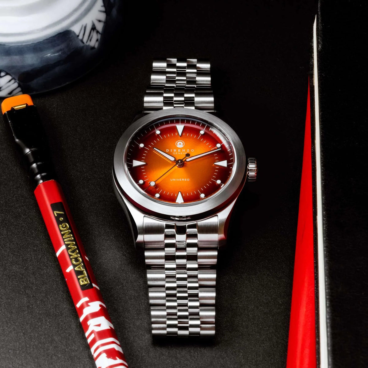 DIRENZO DRZ 07 RETRO DRESS ORANGE BRACELET 37MM WITH DATE - WATCHH